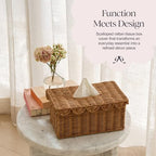 BEBE BASK Handwoven Scalloped Rectangle Tissue Box Cover (8.6 × 5 × 4 in) - Image 3