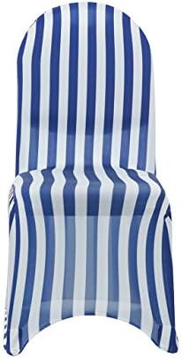 YOUR CHAIR COVERS - 50 Pack Striped Royal Blue and White Stretch Spandex Chair Cover - Wedding Slip Covers, Premium Quality Cover - Image 4