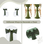 MDS Pack of 25 Chiffon Chair Sashes for Wedding & Event Décor - Olive Green - Image 4