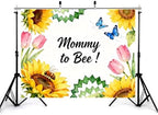 8x6ft Mommy to Bee Backdrop Floral Honeycomb Baby Shower Party Wildflower Bouquet Gender Reveal Sweet as Can Photography Background Party Banner Decorations Photo Studio Props - Image 3
