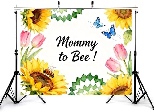 8x6ft Mommy to Bee Backdrop Floral Honeycomb Baby Shower Party Wildflower Bouquet Gender Reveal Sweet as Can Photography Background Party Banner Decorations Photo Studio Props - Image 3