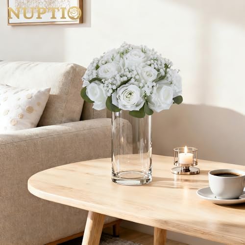 NUPTIO Flower Balls for Table Centerpieces: White Fake Flowers, 8.6 Inch - Image 6