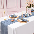 60Pack Dusty Blue Cheesecloth Napkins Rustic Boho Gauze Napkins 20"x20" - Image 7