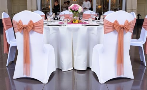 Pack of 200 Chiffon Chair Sashes for Wedding & Event Décor - Coral Peach - Image 2