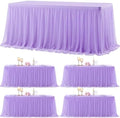 Suppromo 4 Pack 8ft Lavender Tulle Tablecloths for Rectangle Tables 8 Foot Rectangular Table Cloth Wrinkle Free Table Cover with Tutu Skirt for Wedding Baby Shower Birthday Party Banquet Buffet Cake by Suppromo