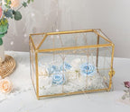 Glass Wedding Card Box with Slot - 10.2" Large Gold Gift Storage Box with Lock for Reception, Bridal Shower, Baby Shower, Birthday Party - Image 3