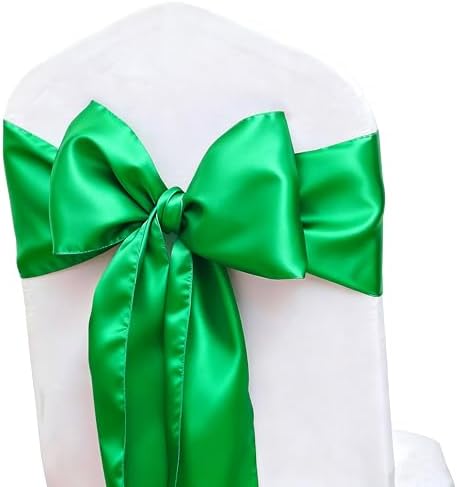 Pack of 50 Satin Emerald Green Chair Sashes Bows 7 X 108 Inch Universal Forest Green Chair Ribbons Ties for Wedding Ceremony Party Birthday Anniversary Engagement Christmas Outdoor Event Decor - Image 6