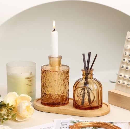 18pcs Amber Glass Bud Vase Set, Gold Small Flower Vases for Centerpieces - Image 7