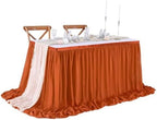 Terracotta Table Skirt 14FT Chiffon Table Skirting 2 Layer Rectangle Terracotta Tablecloth for Birthday Baby Shower Wedding - Image 6