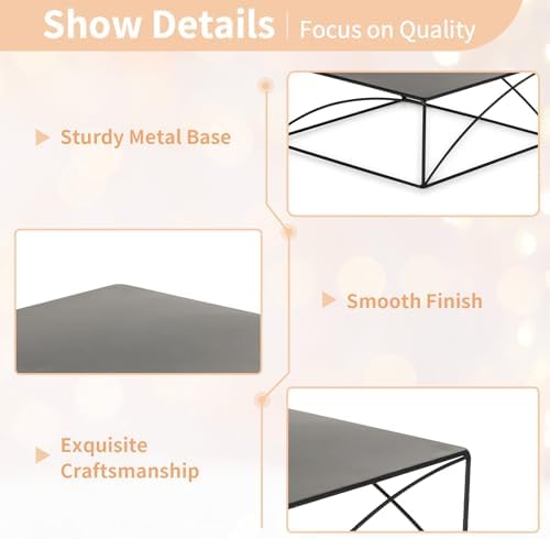 NUPTIO Black Square Cake Stand, 10 Inch Metal Dessert Pedestal - Image 6
