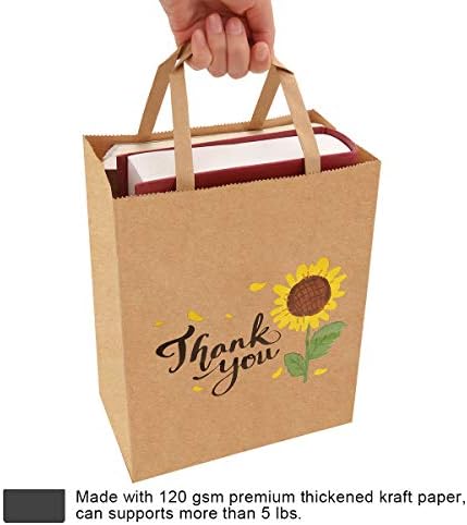50Pcs 10x8x4.7 Thank You Gift Bags Bulk, Thank You Bags for Business Small, Sunflower Paper Small Gift Retail bags with Handles (B) - Image 3