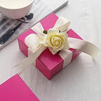 100 4 x 4 x 2" Fuchsia Cake Wedding Favors Boxes with Tuck Top for Wedding Party Birthday Candy Gifts Decorations - Image 6
