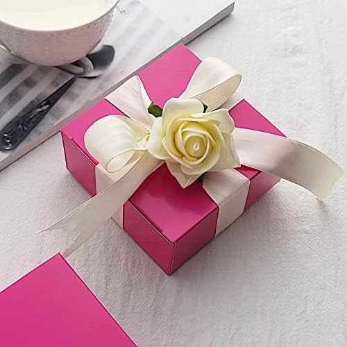 100 4 x 4 x 2" Fuchsia Cake Wedding Favors Boxes with Tuck Top for Wedding Party Birthday Candy Gifts Decorations - Image 6