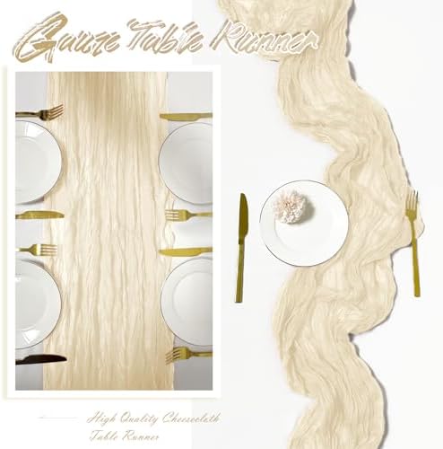 15 Pack Ivory Cheesecloth Table Runner 17 x 108 inch Cheese Cloth Table Runners 9ft Ivory Table Runner Rustic Romantic Sheer Gauze Runner for Wedding Party Baby Shower Table Decoration - Image 6