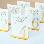 Acrylic Wedding Table Numbers 1-10 with Stands, 5"x7" White Acrylic Signs with Gold Mirror Fonts, White and Gold 3D Table Numbers for Wedding Reception, Anniversary, Event - Image 5
