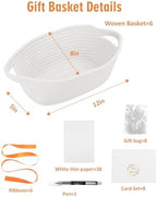 HAPPYER Gift Basket Set 6 Pack, Cotton Rope Woven Baskets with Ribbons Gift Bags Tissue Paper Cards Stickers, Empty Gift Baskets Bulk for Gifts Packaging, Decorative Storage Basket for Party Birthday - Image 2