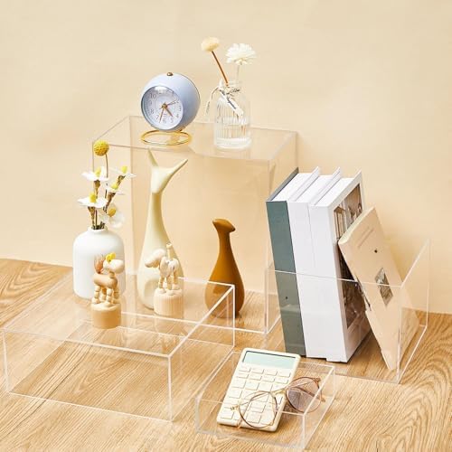 Leinuosen 7 Pcs Large Acrylic Buffet Risers, 6-12" Square, Clear - Image 4
