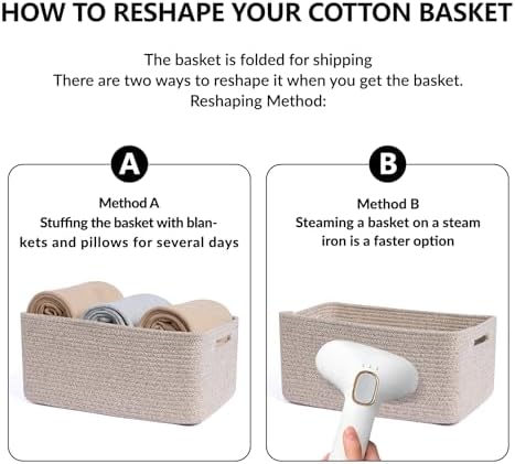 MiniArk Large Storage Baskets for Shelves, 17 x 13 x 7.5” Closet Organizers Bins for Clothes Blanket Towels, Baby Nursery, Toy Baskets Box, Woven Rope Baskets, 3 Packs Mixed Brown - Image 7