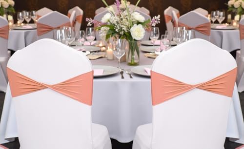 MDS Pack of 75 Spandex Chair Sashes Without Slider Buckles – Coral Peach - Image 6