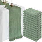 12 Pack 10Ft Sage Green Cheesecloth Table Runner 23 x 120 Inch by CKIKU