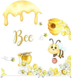 Pcs Bee Theme Arch Backdrop Covers, Honeycomb and Cute Bumblebee Spandex Fabric Backdrops for Baby Shower, Gender Reveal, Kids Birthday Party Decorations (Set of 7.2ft,6.6ft) - Image 2
