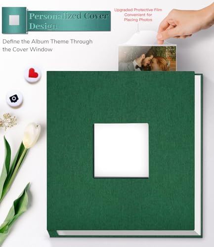 Artfeel Photo Album Self Adhesive Scrapbook Album for 3x5 4x6 5x7 8x10 Pictures,60 Pages Linen Cover with Display Window DIY Photo Book,Ideal Gifts for Family Travel Wedding Baby - Image 2