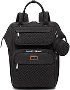 BabbleRoo Diaper Bag Backpack, Multifunction Nappy Changing Bag with Changing Pad, Stroller Straps & Pacifier Case, Unisex Stylish Travel Back Pack for Moms & Dads - Black by BabbleRoo