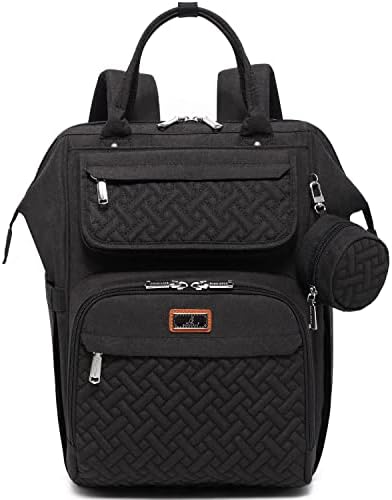 BabbleRoo Diaper Bag Backpack, Multifunction Nappy Changing Bag with Changing Pad, Stroller Straps & Pacifier Case, Unisex Stylish Travel Back Pack for Moms & Dads - Black by BabbleRoo