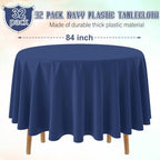 32 Pack Navy Blue Plastic Tablecloth for Round Tables, Premium Decorative Navy Blue Disposable Table Cloths for Parties, Navy Round Party Table Cover for Birthday Wedding Banquet Event, 84 Inch - Image 2