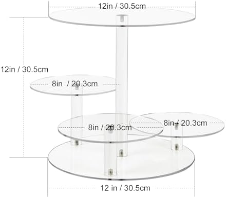 CECOLIC Acrylic Tiered Cake and Cupcake Stand, 4 Tier Dessert Pastry Display Tower Stand for Wedding, Birthday Bar, Graduation, Baby Shower, Afternoon Tea Party Décor - Image 2