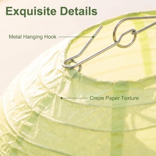 16 inch Chinese Lanterns Large Paper Lanterns Green 5 Packs (Green, 16 inch) - Image 4