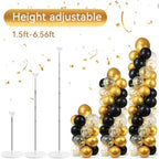 2 Sets Black and Gold Balloon Column Stand Kit with 100 Balloons Summer Adjustable Balloon Tower Stand with Bases for Floor Balloons Column Kit for Birthday Engaged Wedding Back to Shool Party Decor - Image 4