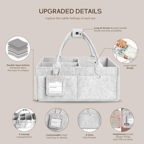 2PCS Diaper Caddy Organizer, Large Baby Caddy Organizer with Handle (Grey) - Image 4