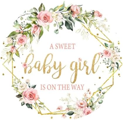 Baby Shower Round Backdrop Cover 6.5ft Boho Pink Floral Girls Circle Background Flowers Green Leaves A Sweet Baby Girl is On the Way Baby Shower Party Decoration Banner Photo Studio Prop - Image 3