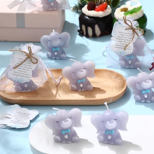 Conelist 25 Set Baby Shower Candles Favors Elephant for Guests, Blue - Image 5