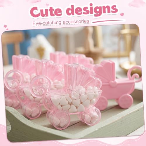 Yinder 50 Pcs Pink Baby Shower Centerpiece Baby Carriage Decor - Image 4