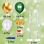 Cicicooie 2 Set Green and White Centerpieces Balloon Holder Decoration Balloon Stand Kit for Floor with String Light for Wedding Adult Birthday Party Bachelor Party Opening Nature Forest Theme Party - Image 2