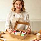 8x5x2 Auto-Popup Cookie Boxes with Window, Brown, 60 Pack - Image 3