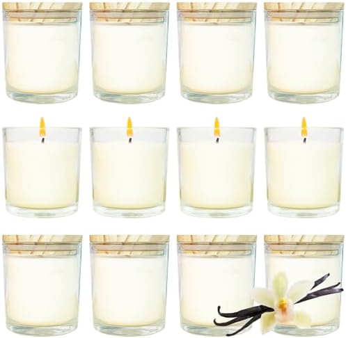 12 Pcs 6 Oz Bulk White Soy Candles,Vanilla Scented Candles Set,Bulk Aromatherapy Candle,Great Stress Relieving Scented Candle for Girls as a Gift for Birthdays, Weddings and More! by Veiuwa