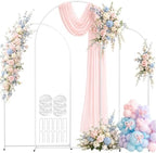 EMART 8/7.2/6.6Ft White Arch Backdrop Stand Set 3 for Wedding Party Balloon Wedding Arch with 12 Ground Nails&6 Water Bags, Arched Backdrop Stand for Birthday, Baby Shower, Graduation, Festival Decor by EMART