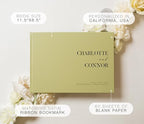 Personalized Guest Book - 11.5" x 8.5" Premium Custom Guest Signing Book with Bookmark and Blank Pages for Wedding Reception Table Decoration Engagement Birthday Party Event, Sage - Image 2