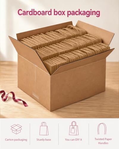 qiqee 600-Packs Brown Paper Gift Bags with Handles Bulk 4.5"x2.5"x6" Mini Size Paper Bags Multiple Uses - Image 4