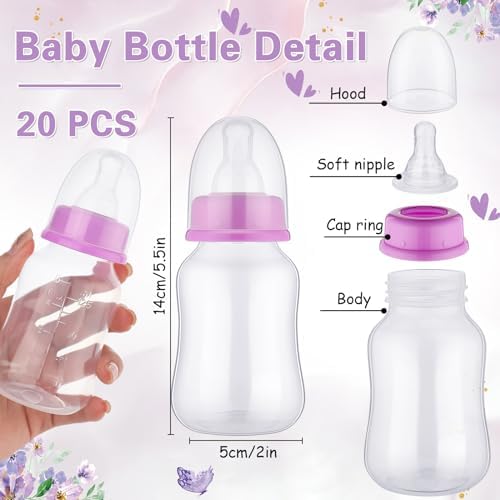 TrelaCo 20 Pcs Bottle Chug Game, Butterfly Baby Shower Favors, Purple - Image 3