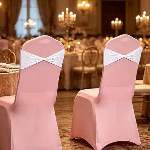 White Chair Sashes Bows 100 Pcs Spandex Chair Sashes Elastic Chair Cover Bands Ties Without Buckle for Wedding Birthday Party Ceremoney Events Decoration - Image 4