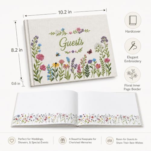 Wedding Guest Book,10.2x8.2in Linen Guest Book - Image 2