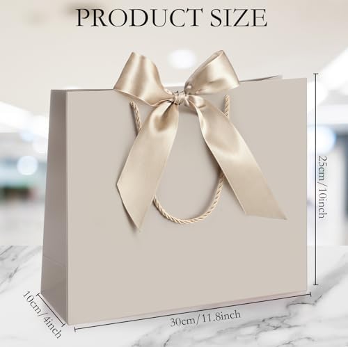 Silkfly 24 Pcs Paper Gift Bags with Handles & Bow Ribbon, Champagne - Image 2