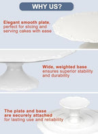 12" White Cake Stand for 10" Cake, Porcelain Cake Plate, Cake Pedestal Stand, Round Dessert Stand, Wedding Cake Stand for Party, Birthday, Baby Shower, Christmas, Mother's Day, Home Decorating Cake Display Stand - Image 5