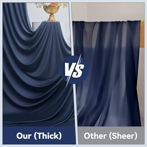 20x16ft Navy Blue Backdrop Curtain for Party, 4 Panels Wrinkle Free 16 Foot Long Polyester Photo Backdrop Drapes Photography Background for Wedding Birthday Gathing - Image 5