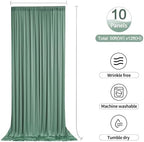 50ftx12ft Sage Green Backdrop Curtains for Parties, Wrinkle Free Polyester Sage Green Photo Backdrop Drapes 10 Panels 12 ft Long Back Drop Cloth for Wedding Birthday Photography Background Party - Image 7