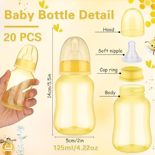 TrelaCo 20 Pcs Bottle Chug Game, Bee Theme Baby Shower Favors, Yellow - Image 3
